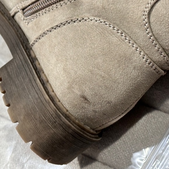 Crown Vintage Antigo Ankle Boots Womens 8M Lined Lace Zip Taupe Tan Combat Boots - Picture 15 of 16